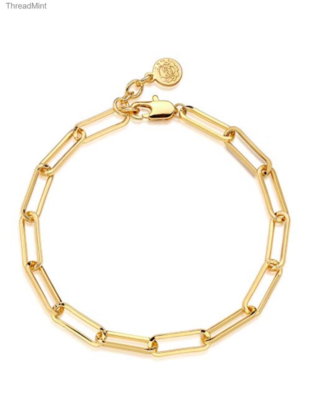 18K Gold Plated Paperclip Chain Bracelet with Cubic Zirconia